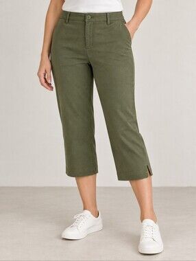 Laura Plus Petites Olive Green Stretch Capri Pants Cropped Tailored Trousers 22